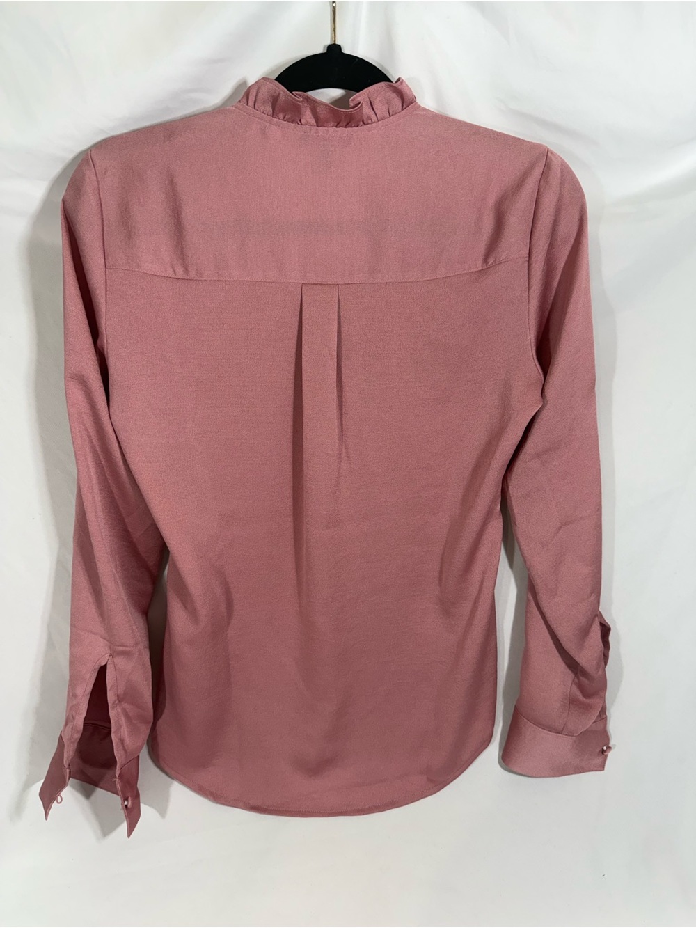 Express Mauve Button-Front Ruffle Blouse - Picture 3 of 4
